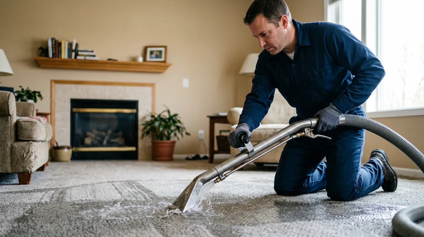 Water damage restoration technician working near Hector, MN